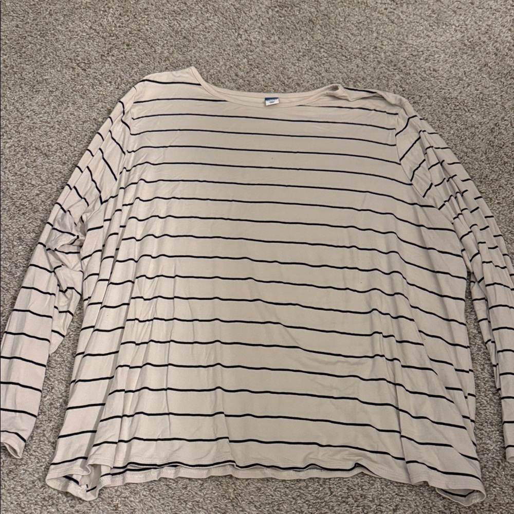 Luxe Striped Long Sleeve Top - Cream and Black